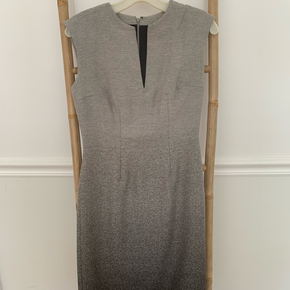 Monique lhullier cocktail dress fur midi gray